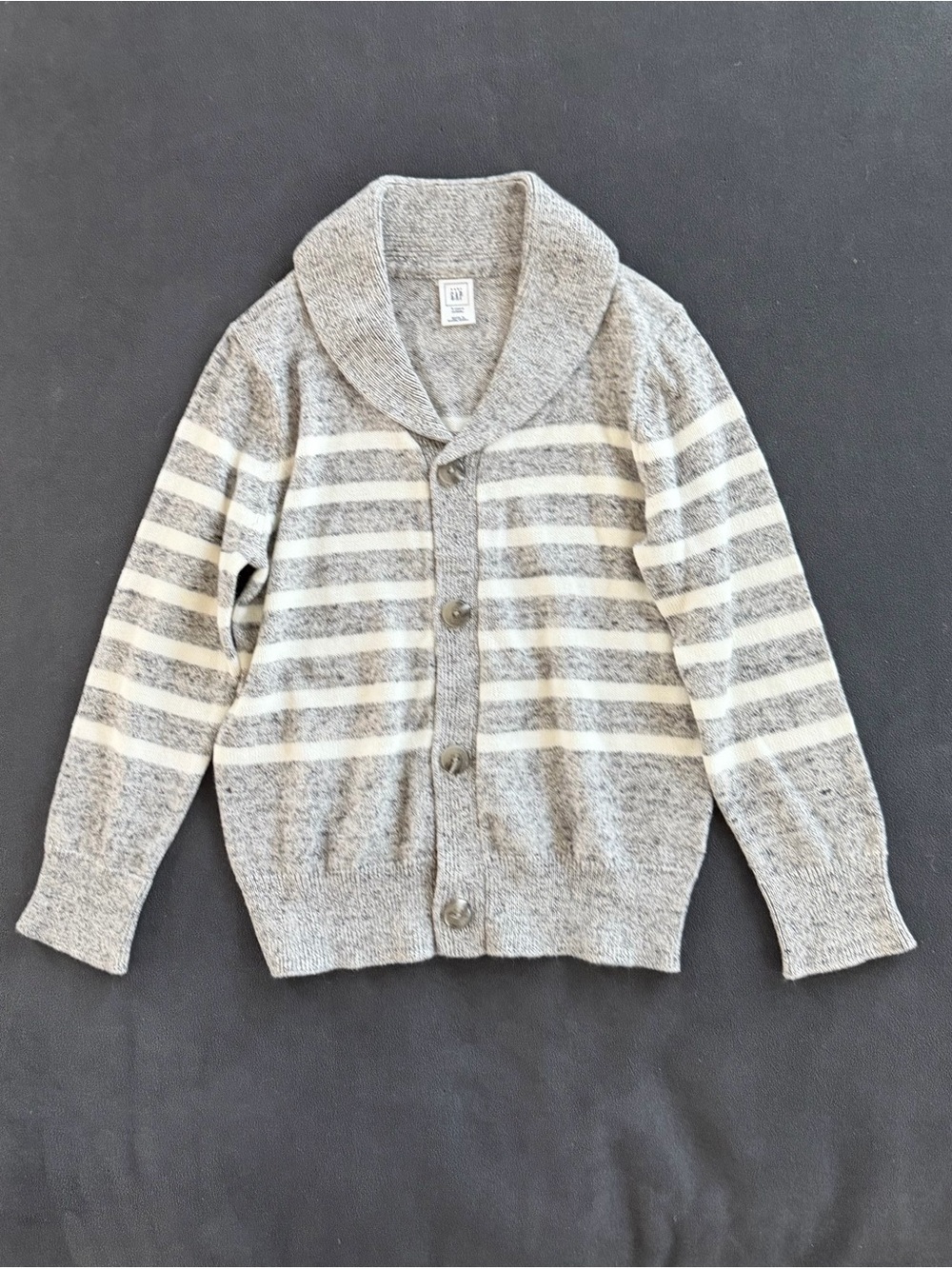 GAP Gray & White Shawl Collar Striped Cardigan